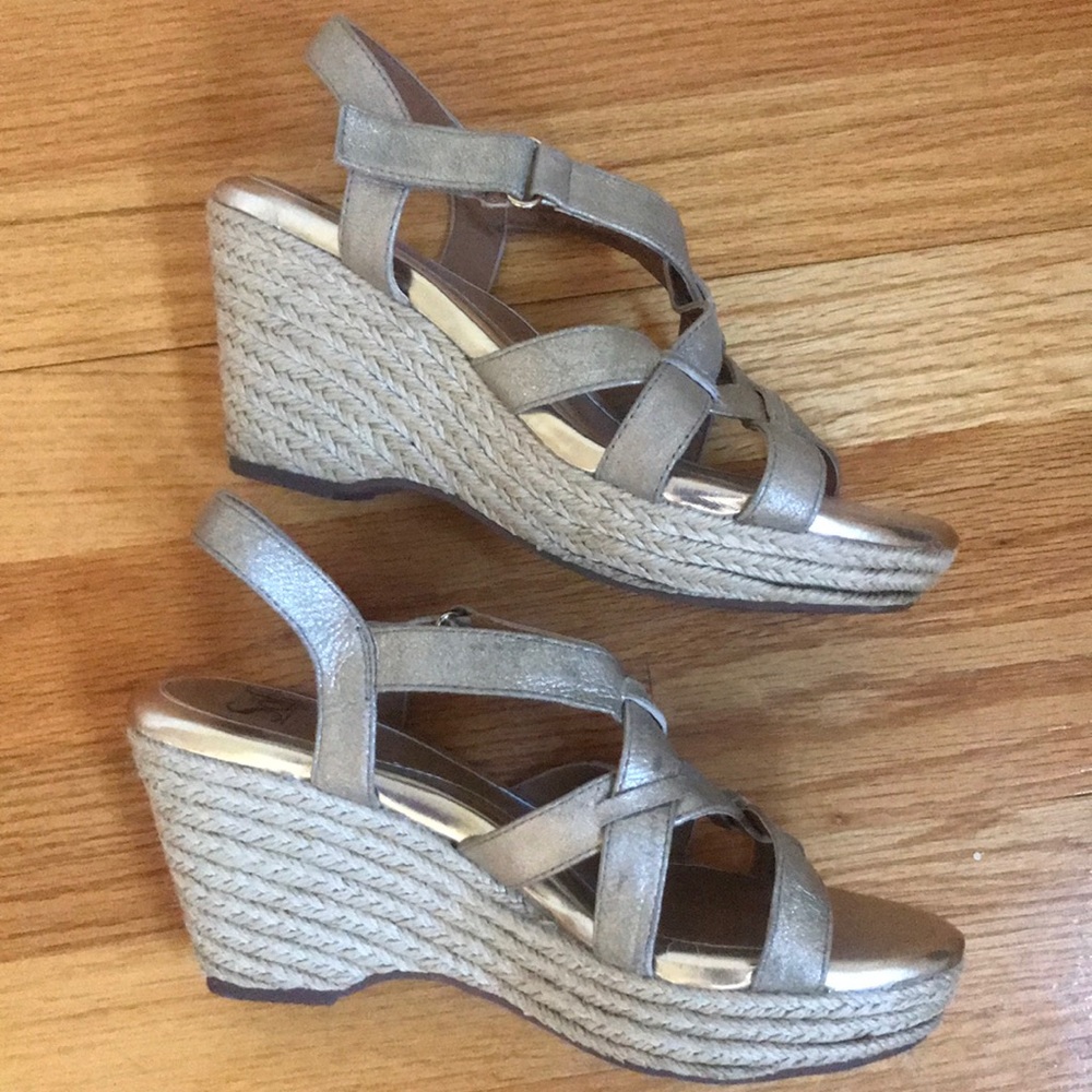 Gold leather espadrilles